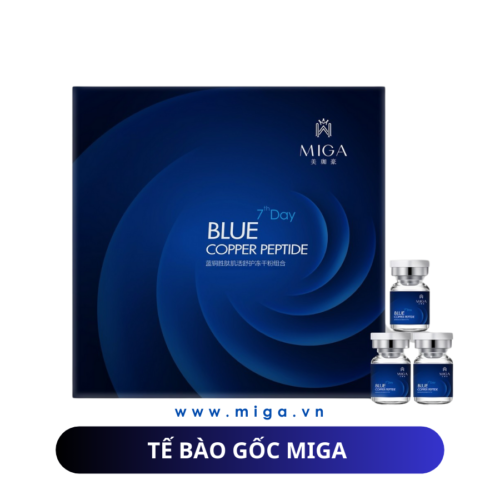 Tế Bào Gốc MIGA – Blue Copper Peptide MIGA giúp hạn chế xuất hiện nếp nhăn, làm mờ các nếp nhăn ở đuôi mắt, má, rãnh trán, khoé miệng