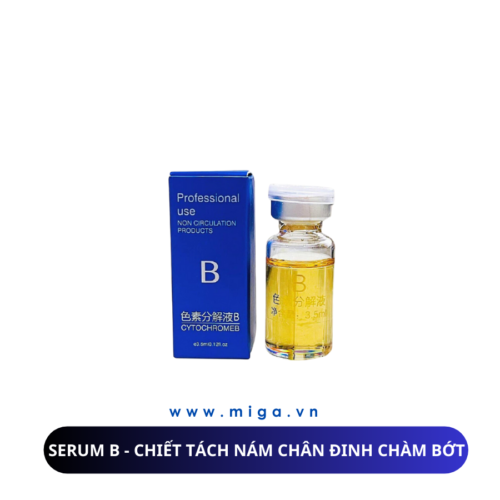 Serum B MIGA – Serum Chiết Tách Nám Chân Đinh Chàm Bớt MIGA có tác dụng kích thích quá trình tổng hợp Protein và Collagen vô cùng mạnh mẽ