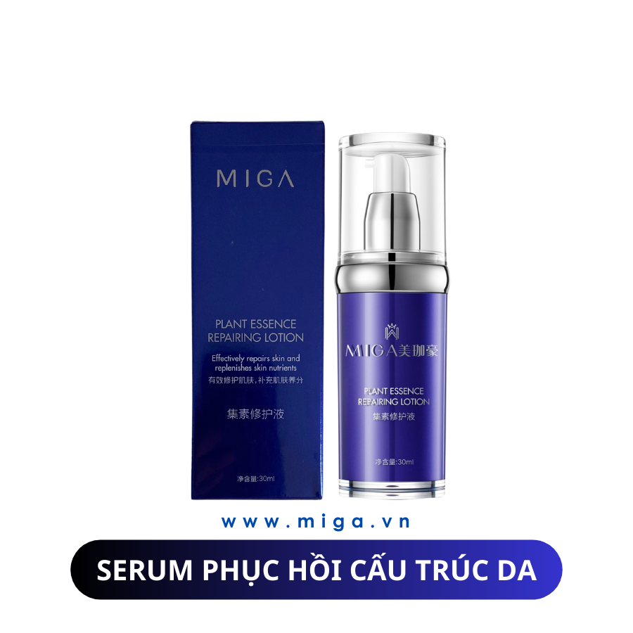 Lấy một lượng Serum phục hồi cấu trúc da MIGA – MIGA Plant Essence Repairing Lotion thoa đều và massage nhẹ nhàng trên da