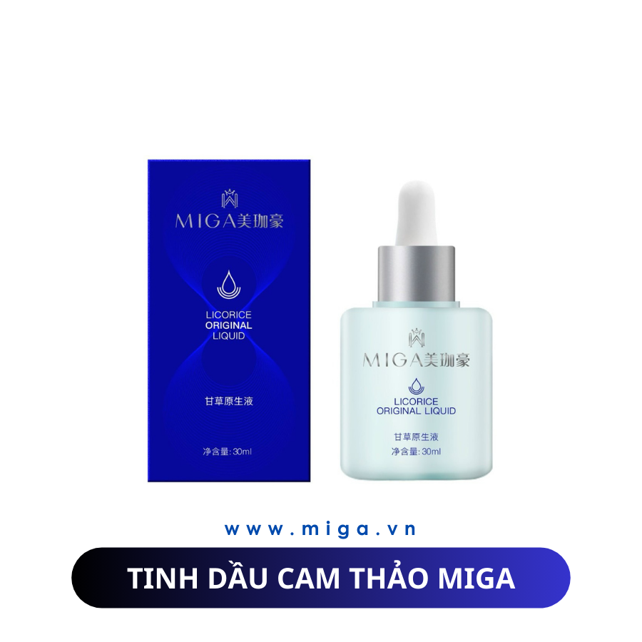 Tinh Dầu Cam Thảo MIGA - Licorice Original Liquid MIGA là sản phẩm giành riêng cho da hư tổn, đặc biệt là da nám, da lão hoá và da nhiều bệnh lý bị tái lại nhiều lần