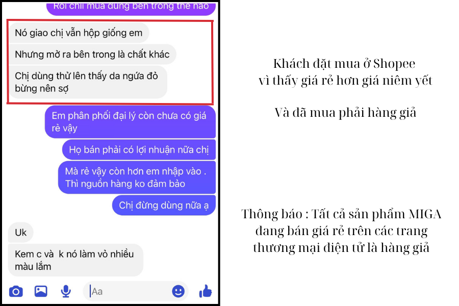 Các đối tượng bán hàng MIGA giả, và khách hàng là người gánh chiụ hậu quả